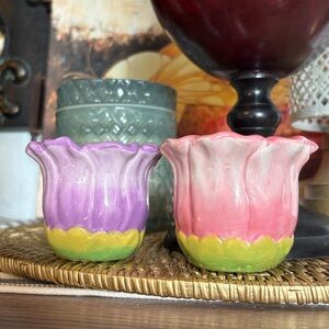 Vintage Vanson Ceramic Tulips Salt And Pepper Shakers